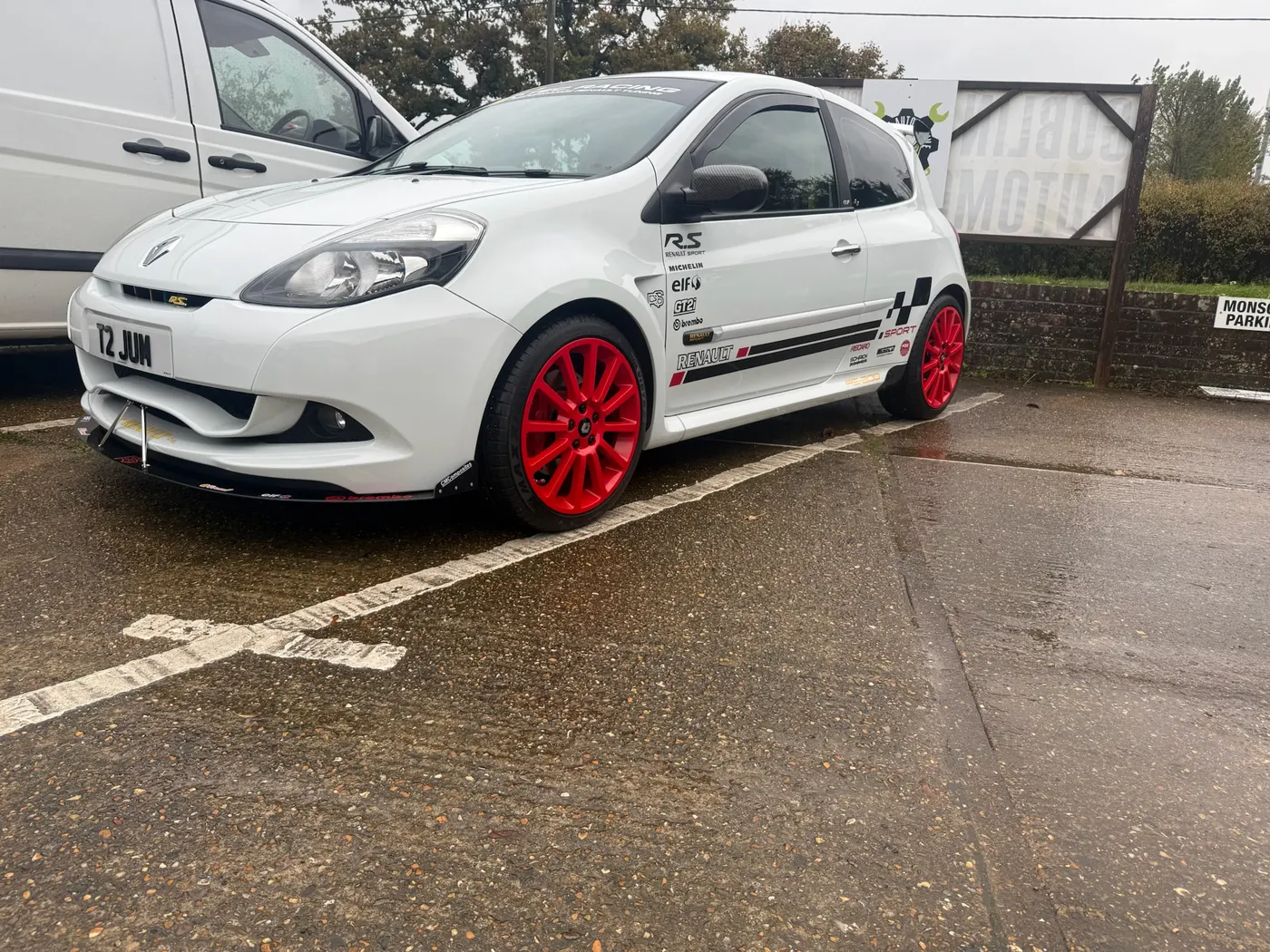 Renault Clio RS outside Goblin Automotive workshop