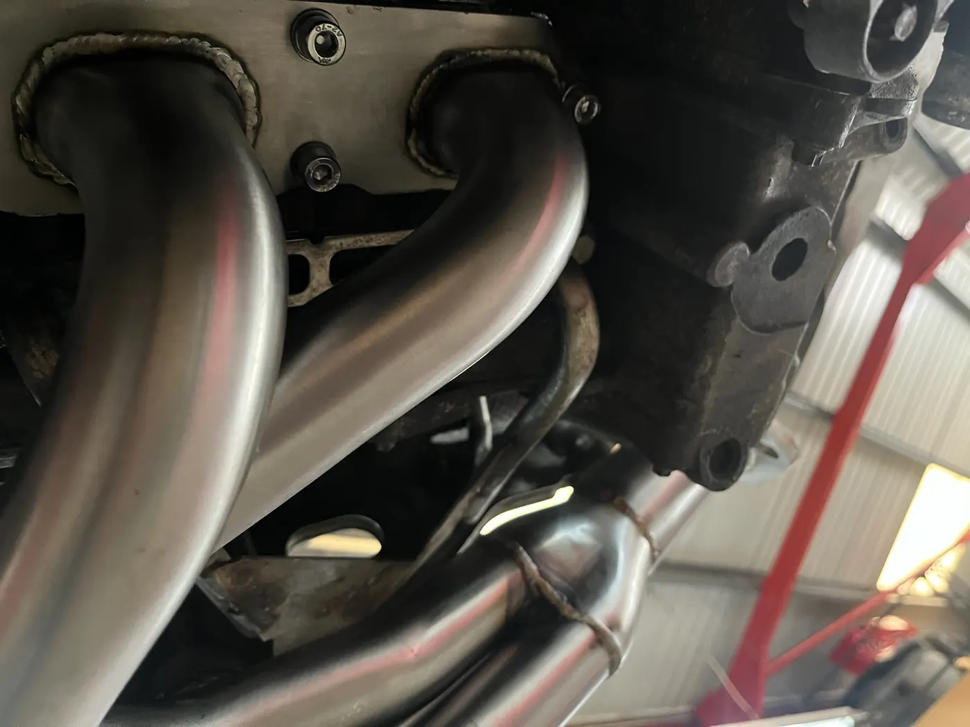 Custom exhaust manifold headers fabricated at Goblin Automotive